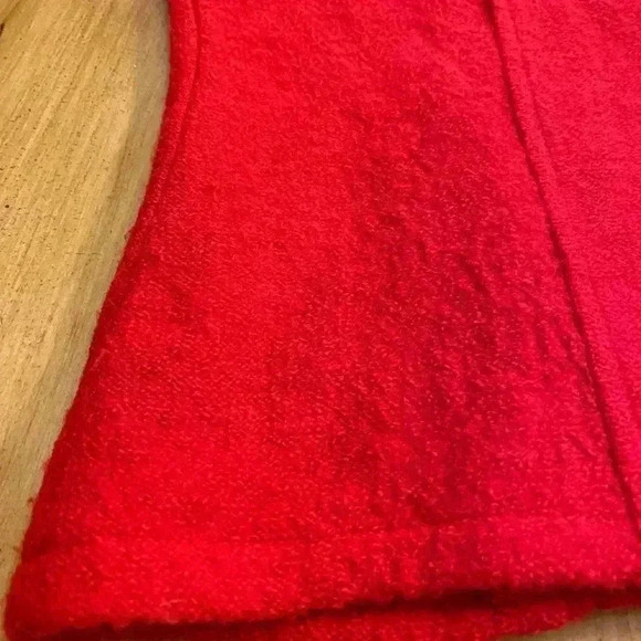 Marisa Christina Women’s Wool 100% Zip Up  Outer Sweater Holiday Red Blk Fluff M - Picture 15 of 16